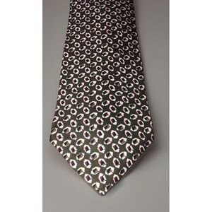 Christian Dior Vintage Woven Abstract‎ Diamond Print Neck Tie Olive 54" L 4" W